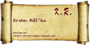 Krohn Réka névjegykártya